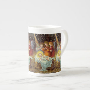 Caneca De Porcelana Anjos em Perucas Especiais do Manger
