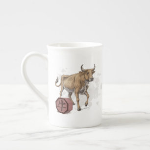 Caneca De Porcelana Ano da arte chinesa do zodíaco do boi