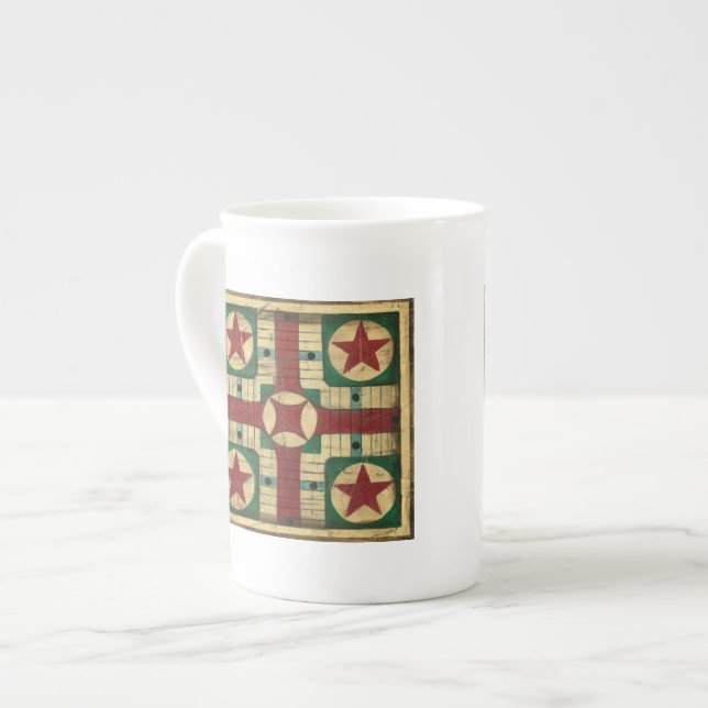 Caneca De Porcelana Antique Parcheesi - Conselho de Jogo por Ethan Har (Frente Esquerda)