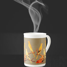 Caneca De Porcelana Antique Yorkshire  Canaries  - 