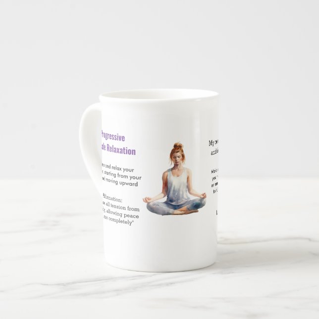 Caneca De Porcelana Antistress Peace serenity Chakra Relax calm (Frente Esquerda)