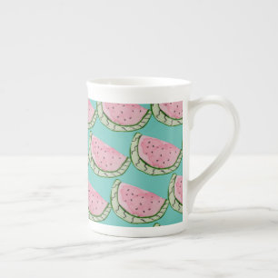Caneca De Porcelana Aquarela Melancia Doodles Padrão Pintado