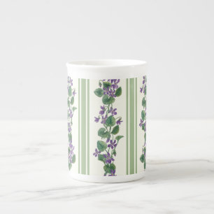 Caneca De Porcelana Aquarela violetas e listras