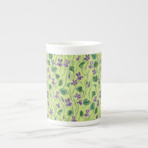 Caneca De Porcelana Aquarela violetas sobre mel de orvalho