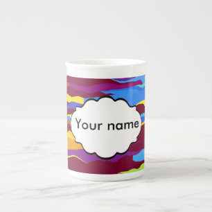 Caneca De Porcelana Aquarelas ondas ondas desenho abstrato