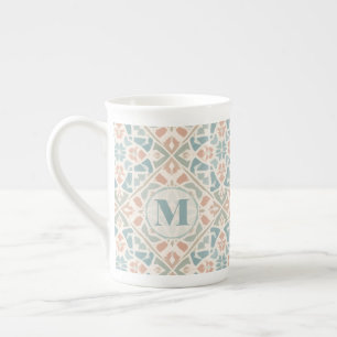 Caneca De Porcelana Arabesco Terroso Letra Personalizada em Mosaico