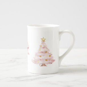 Caneca De Porcelana Arco de Árvore de Natal Rosa