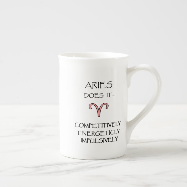 Caneca De Porcelana "Aries Faz..." Designer Bone China Mug (Direita)