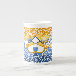 Caneca De Porcelana Aroace Sun e Sea Pride Flag Squiggles