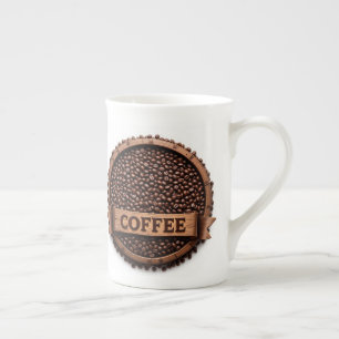 Caneca De Porcelana Arranjo Circular de Grãos de Café