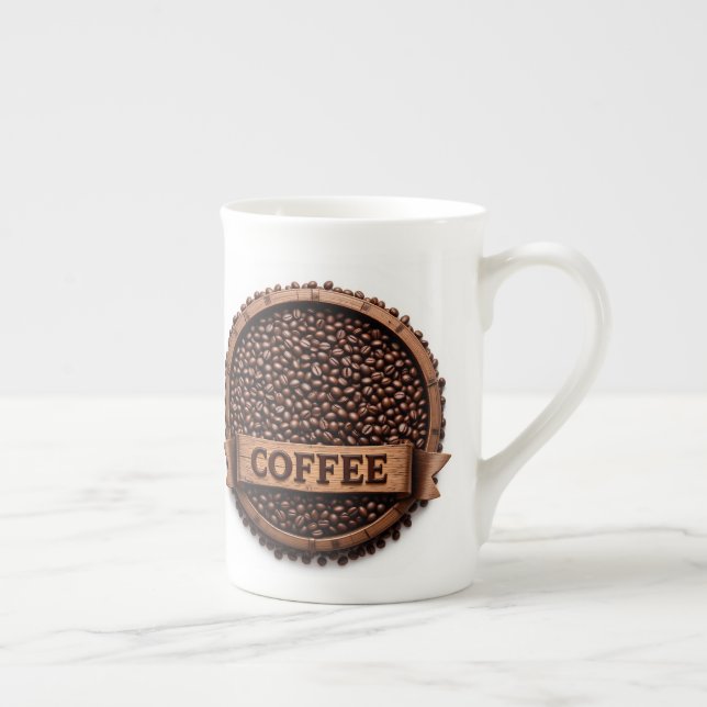 Caneca De Porcelana Arranjo Circular de Grãos de Café (Direita)