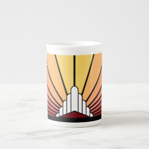 Caneca De Porcelana Art deco sun no amanhecer