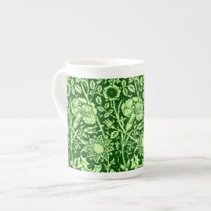 Caneca De Porcelana Art Nouveau Carnação Damask, Forest Green