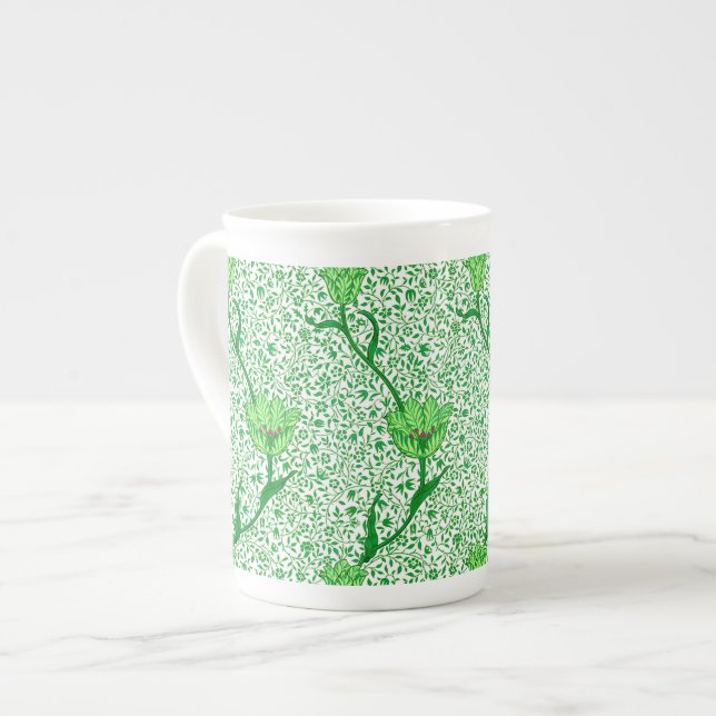 Caneca De Porcelana Art Nouveau Tulip Damask, Emerald Green (Frente Esquerda)