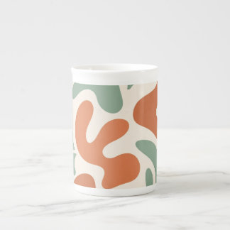 Caneca De Porcelana arte abstrata de parede em verde salvia e terracot