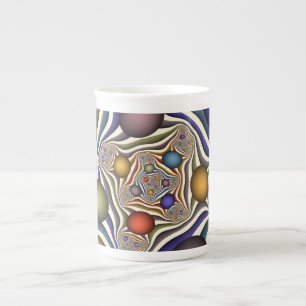 Caneca De Porcelana Arte abstrata fractal moderna colorida voadora