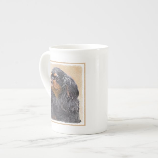 Caneca De Porcelana Arte Animal Original Pintura Inglesa Toy Spaniel (Frente Esquerda)