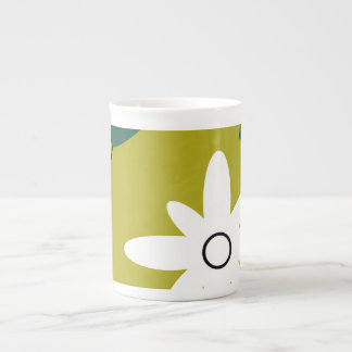 Caneca De Porcelana Arte Botânica Abstrata de Flor de Margarida Minima