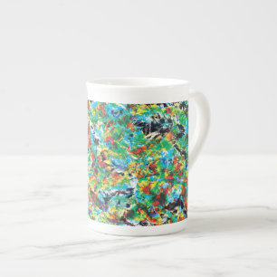 Caneca De Porcelana Arte colorida do teste padrão de flor do primaver