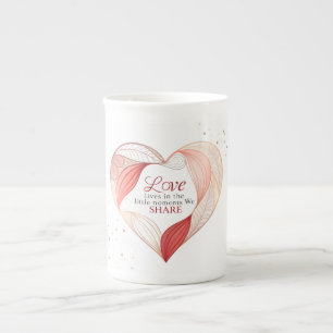 Caneca De Porcelana Arte de Citação de Amor Elegante Coração –