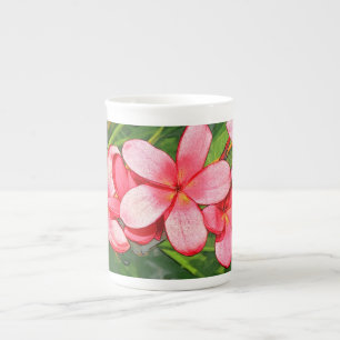 Caneca De Porcelana Arte de Frangipani Tropical Rosa