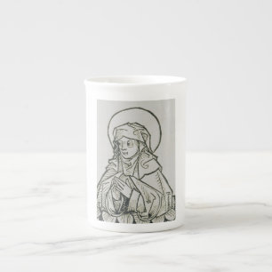 Caneca De Porcelana Arte de Linha Minimalista Medieval de Santa Mônica