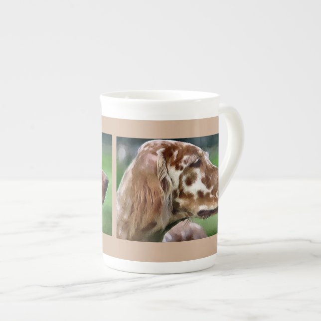 Caneca De Porcelana Arte de Setter Inglês (Frente Esquerda)