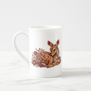 Caneca De Porcelana Arte de Veado Vermelho Dourado de Luxo
