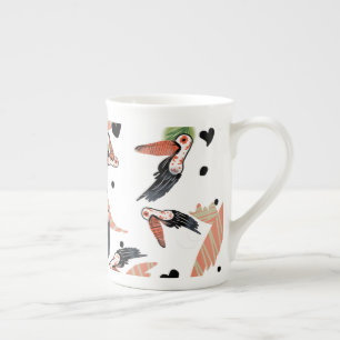 Caneca De Porcelana Arte de Verão Tropical de Pássaros Tucano