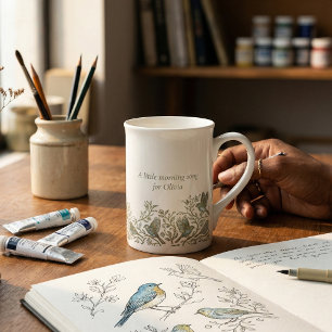 Caneca De Porcelana Arte Deco em Fio de Ouro Canção Matinal do Parda