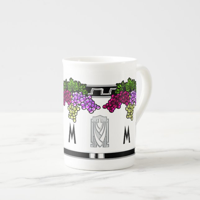 Caneca De Porcelana Arte Deco Graphics - Monogrammed (Bone China Mug) (Frente Esquerda)