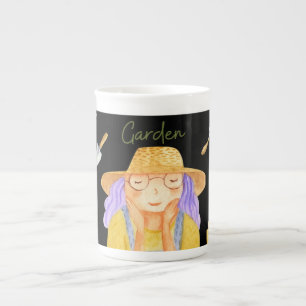 Caneca De Porcelana Arte em Aquarela da Excêntrica Senhora da Jardiner