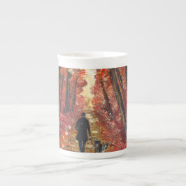 Caneca De Porcelana Arte feita à mão - Floresta laranja