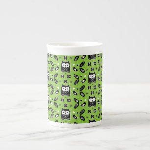 Caneca De Porcelana Arte Folclórica da Coruja Escandinava