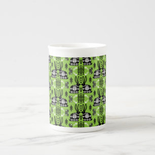 Caneca De Porcelana Arte Foliar Nórdica Escandinava do Coelho