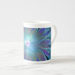 Caneca De Porcelana Arte Fractal Abstrato de Sonho Roxo Azul