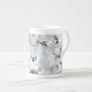 Caneca De Porcelana Arte moderna abstrato, branca e negra