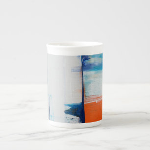 Caneca De Porcelana Arte Moderna Azul e Laranja Abstrata