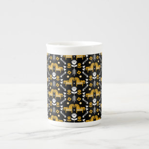 Caneca De Porcelana Arte popular sobre cavalos escandinavos