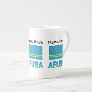 Caneca De Porcelana Aruba e Bandeira de Aruba Personalizados