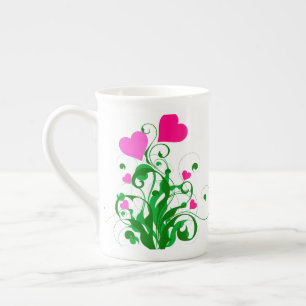 Caneca De Porcelana Árvore de Corações de Amor
