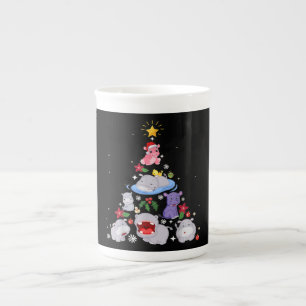Caneca De Porcelana Árvore de Natal do Hippo  Xmas Hippopotamus
