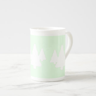Caneca De Porcelana Árvores Brancas Em Verde Pálido