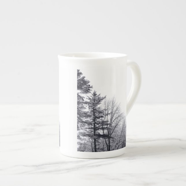 Caneca De Porcelana Árvores cobertas por neve: Verticais (Frente Esquerda)