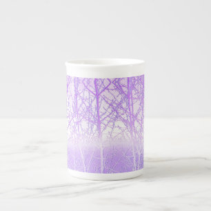 Caneca De Porcelana Árvores Nebulosas Congeladas em Lilás Lavanda