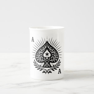 Caneca De Porcelana Ás de Espadas — Filigree Star & Laurel