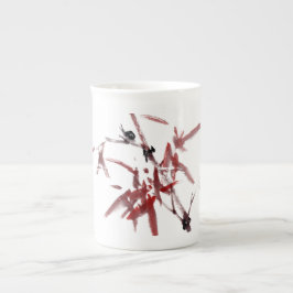 Caneca De Porcelana Asiatische Kunst mit Schnecke und Rotem Bambus