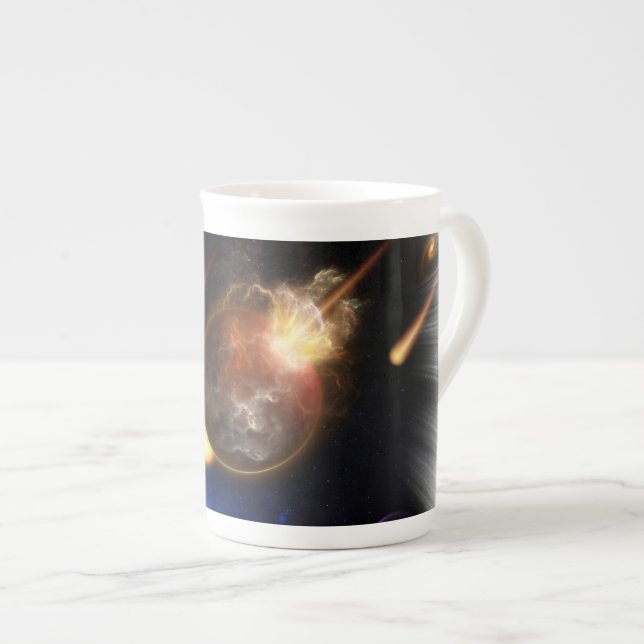 Caneca De Porcelana Asteroide Apocalypse Fractal Art Spacescape (Frente Esquerda)