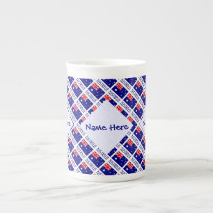 Caneca De Porcelana Austrália Australiana.Flag Azul Tilado Personaliza