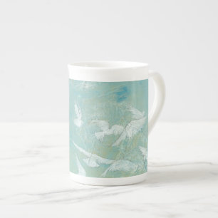 Caneca De Porcelana Aves Brancas Voando Pelo Céu Azul